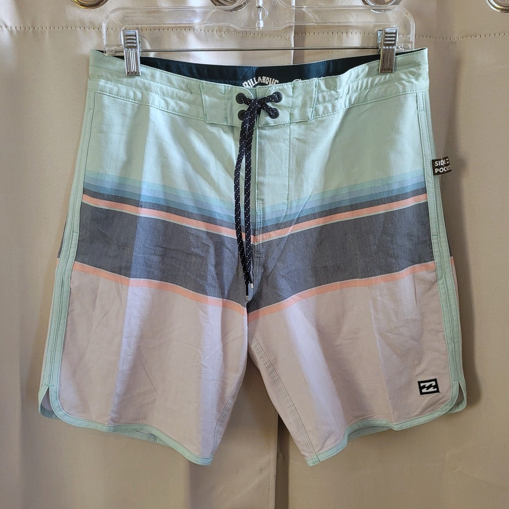 Billabong 73 Spinner Lo Tide Men Board Shorts 30 Striped Surf Beach Pastel 21603
